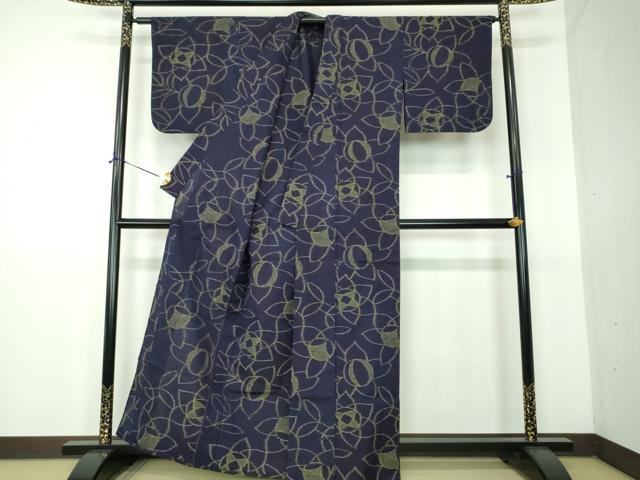 平和屋着物●久留米絣 単衣 舞花文 綿 正絹 逸品 DABG8574ps