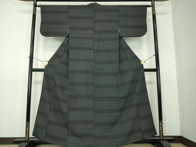 平和屋着物●白鷹お召 130亀甲 横段文 正絹 逸品 DABG8579ps
