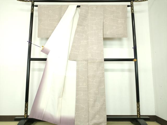 平和屋着物●結城紬 80亀甲 雲取り花文 正絹 逸品 DABG8581ps