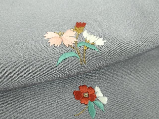 平和屋着物●訪問着 総刺繍 草花文 金糸 正絹 逸品 DABG8588ps