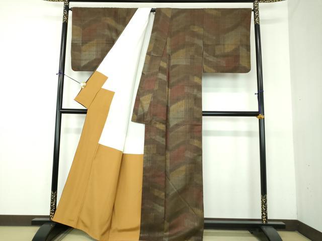 平和屋着物●上質な紬 霞文 正絹 逸品 DABG8595ps