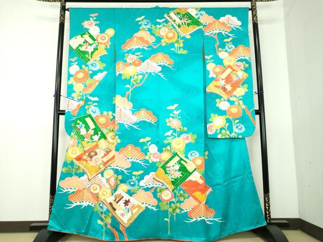 平和屋着物●豪華振袖 駒刺繍 冊子吉祥花文 金彩 正絹 逸品 DABG8597ps
