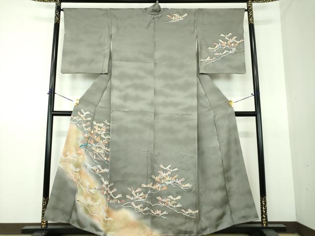 平和屋着物●訪問着 駒刺繍 松文 暈し染め 金彩 正絹 逸品 DABG8598ps