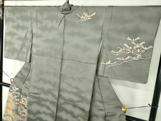 平和屋着物●訪問着 駒刺繍 松文 暈し染め 金彩 正絹 逸品 DABG8598ps