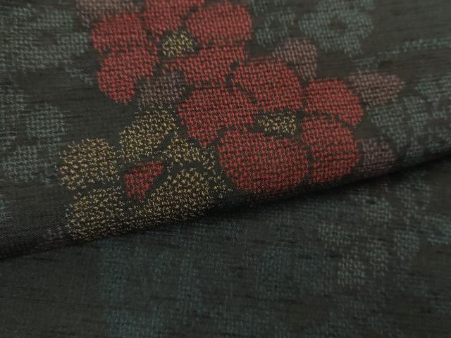 平和屋着物●上質な紬 花車文 黒地 正絹 逸品 DABG8603ps