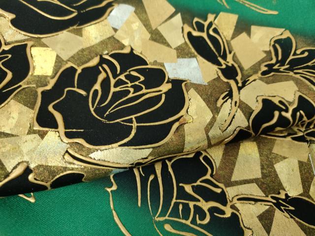 平和屋着物●金彩友禅作家 金彩の魔術師 堀省平 金煌織 振袖 舞花文 暈し染め 金銀彩 正絹 逸品 DABG8608ps