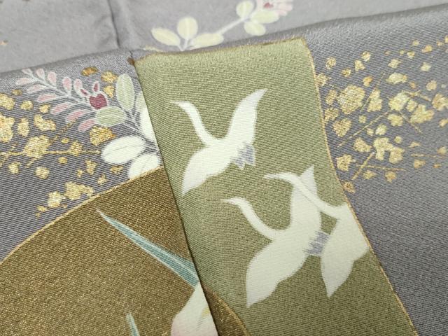 平和屋着物●色留訪問着 作家物 駒刺繍 吉祥飛鶴花文 金彩 正絹 逸品 DABG8609ps