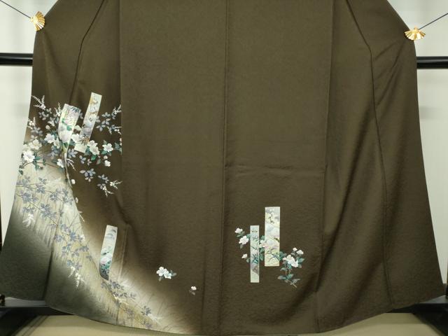 平和屋着物●訪問着 短冊花文 暈し染め 金銀彩 正絹 逸品 DABG8618ps