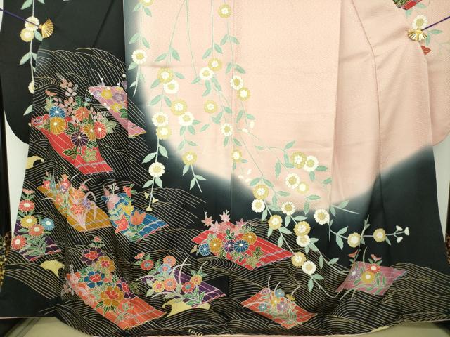 平和屋着物●豪華振袖 吉祥花舟 暈し染め 金彩 正絹 逸品 DABG8620ps