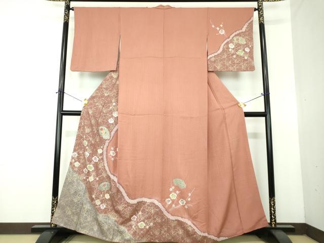 平和屋着物●訪問着 刺繍 絞り 地紙花文 金彩 正絹 逸品 DABG8627ps