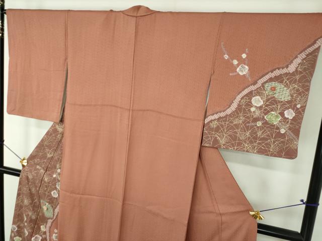 平和屋着物●訪問着 刺繍 絞り 地紙花文 金彩 正絹 逸品 DABG8627ps