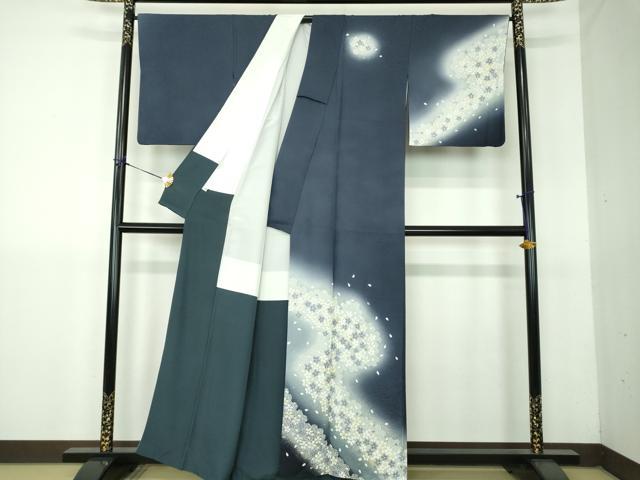 平和屋着物●訪問着 舞桜 シルエット 暈し染め 金彩 正絹 逸品 DABG8644ps