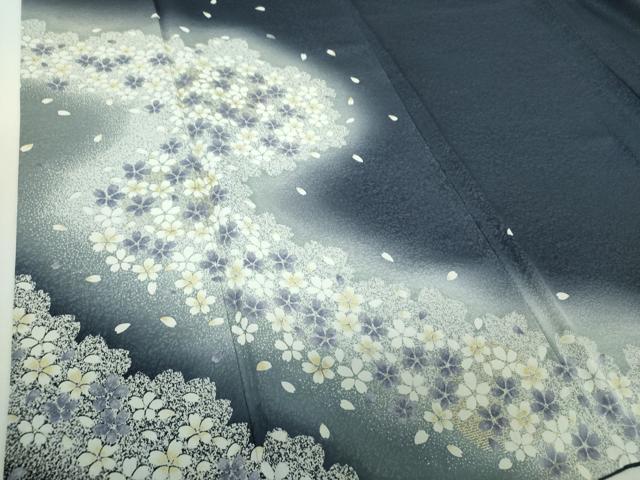 平和屋着物●訪問着 舞桜 シルエット 暈し染め 金彩 正絹 逸品 DABG8644ps