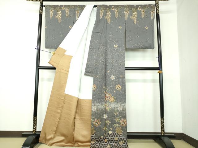 平和屋着物●訪問着 松竹梅 舞桜 舞蝶藤花房 暈し染め 金彩 正絹 逸品 DABG8647ps