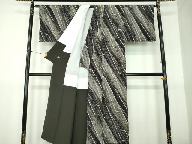 平和屋着物●上質な小紋 作家物 斜線文 正絹 逸品 未使用 DABG8651ps