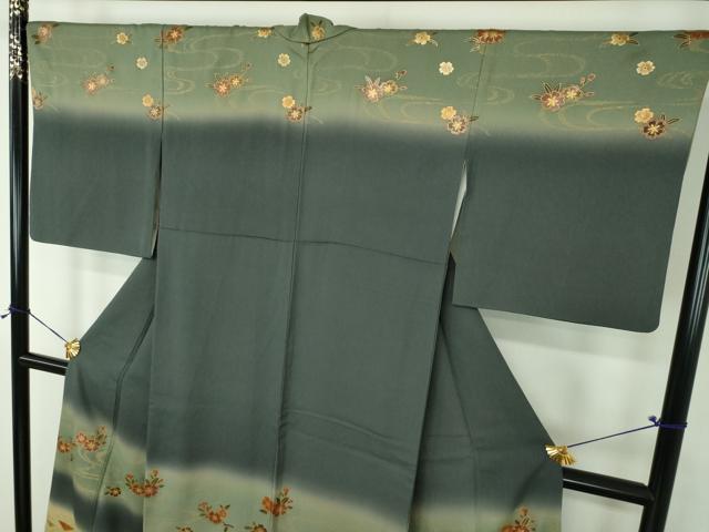 平和屋着物●漆工芸作家 金森一博 訪問着 流水桜 辻が花 暈し染め 金彩 正絹 逸品 DABG8660ps