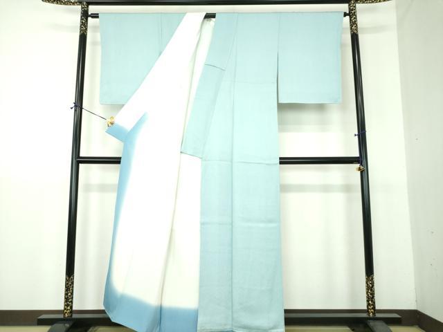 平和屋着物●上質な色無地 菱地紋 水色 正絹 逸品 未使用 DABG8673ps