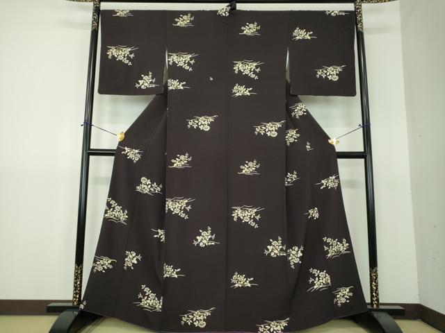平和屋着物●上質な小紋 流水草花文 金彩 正絹 逸品 DABG8677ps