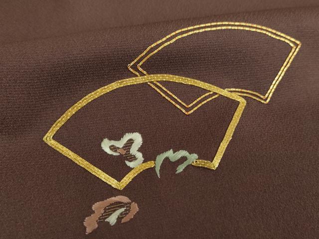 平和屋着物●訪問着 駒刺繍 総刺繍 地紙重ね花文 金糸 正絹 逸品 DABG8680ps