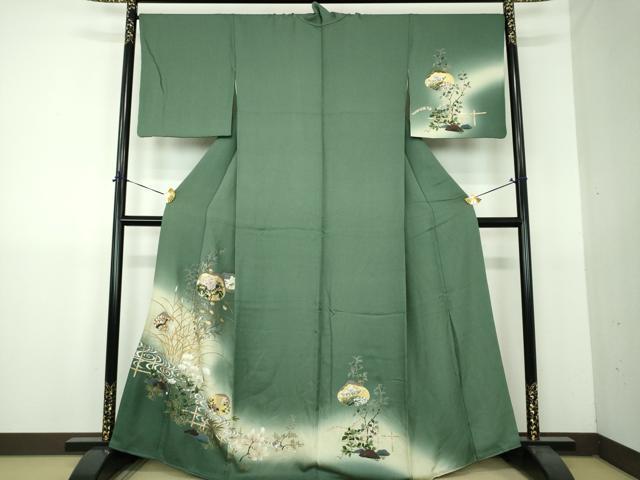平和屋着物●訪問着 刺繍 流水花文 暈し染め 金銀彩 正絹 逸品 DABG8683ps