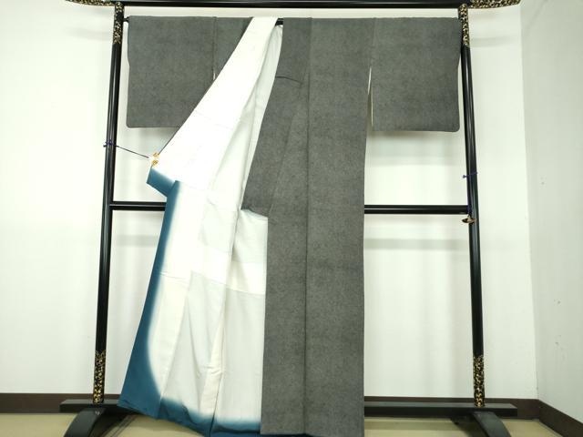 平和屋着物●伝統工芸士 染谷梅治 江戸小紋 鮫小紋柄 黒地 正絹 逸品 DABG8685ps