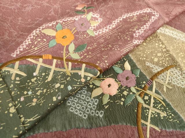 平和屋着物●訪問着 刺繍 絞り 籬花文 金彩 ますいわ屋扱い 正絹 逸品 DABG8687ps