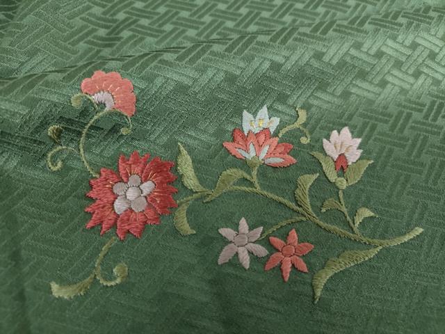 平和屋着物●訪問着 刺繍 絞り 扇面花文 金彩 正絹 逸品 DABG8689ps