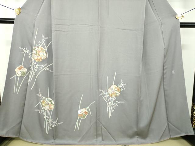 平和屋着物●訪問着 作家物 駒刺繍 雪輪花文 木賊 金彩 正絹 逸品 DABG8690ps