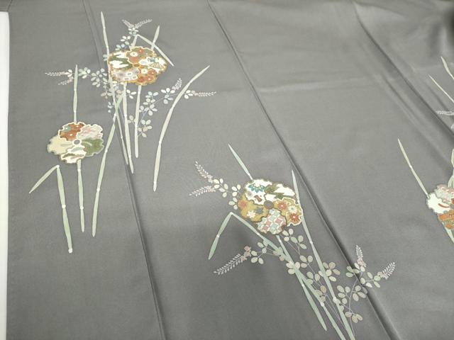 平和屋着物●訪問着 作家物 駒刺繍 雪輪花文 木賊 金彩 正絹 逸品 DABG8690ps