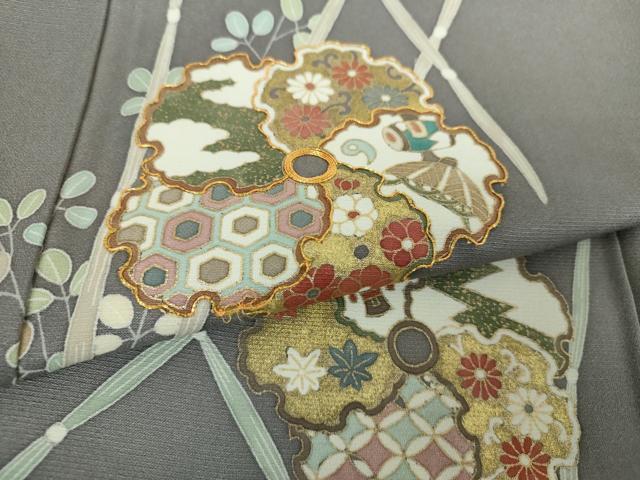 平和屋着物●訪問着 作家物 駒刺繍 雪輪花文 木賊 金彩 正絹 逸品 DABG8690ps