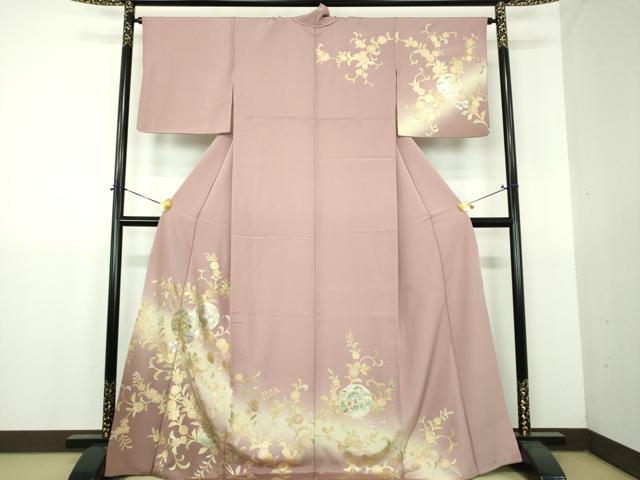 平和屋着物●訪問着 鏡裏花文 暈し染め 金銀彩 正絹 逸品 DABG8691ps