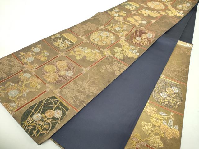 平和屋着物▼西陣 じゅらく謹製 六通柄袋帯 天井花鳥丸文 金糸 引箔 正絹 逸品 DABG8748ps
