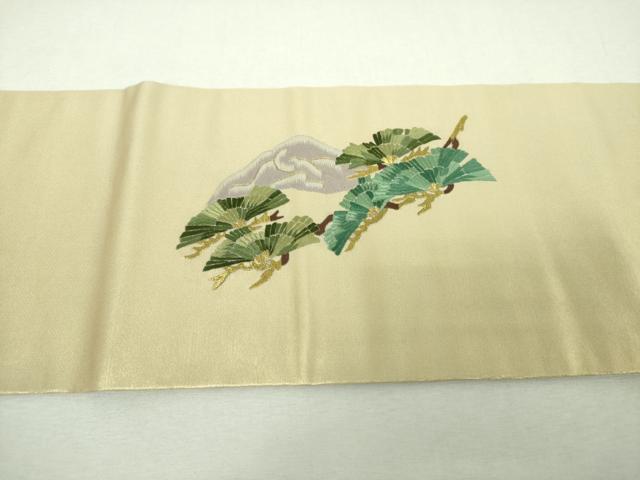 平和屋着物●九寸名古屋帯 総刺繍 松文 金糸 引箔 正絹 逸品 DABG8879ps