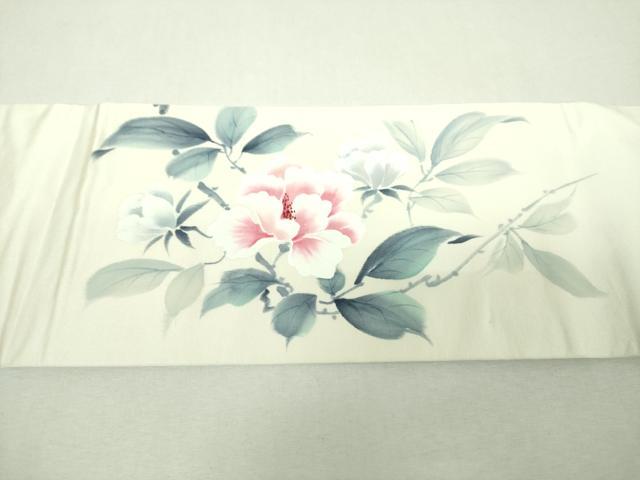 平和屋着物▼藤井嵐晴 九寸名古屋帯 手描き 枝花文 正絹 逸品 DABG8937ps