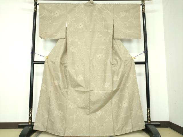 平和屋着物▼上質な紬 花唐草文 正絹 逸品 未使用 DABG8953ps
