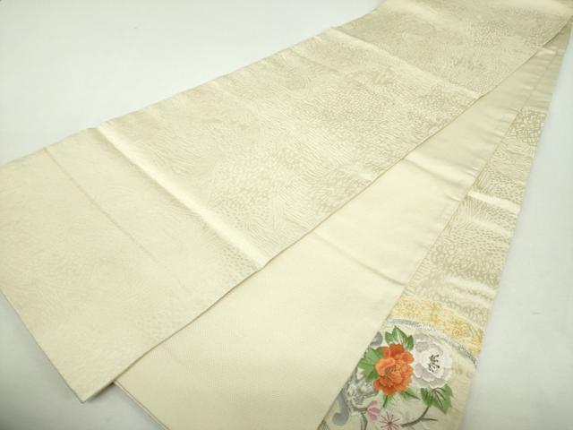 平和屋着物▼太鼓柄袋帯 駒刺繍 総刺繍 鳳凰飾花丸文 金銀糸 正絹 逸品 DABG8977ps