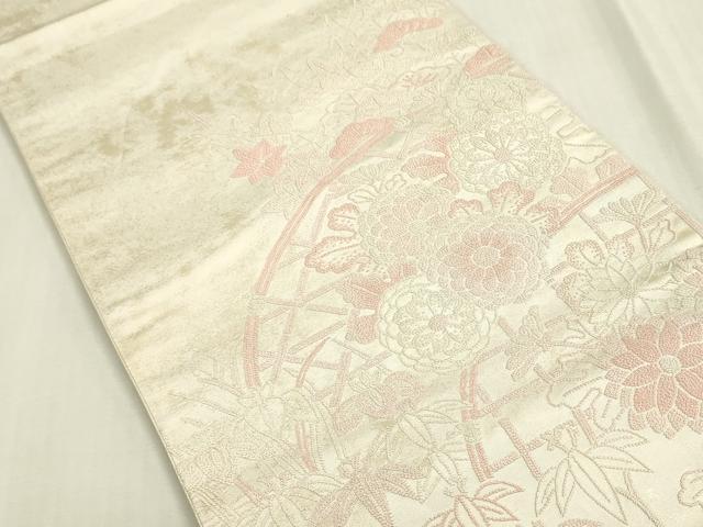 平和屋着物◎中国三大刺繍 相良刺繍 総刺繍 太鼓柄袋帯 籬花文 引箔 正絹 逸品 DABG9021we