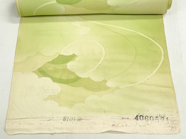 平和屋着物▼羽織・コート 反物 羽尺 地紋起こし 片輪車青海波 暈し染め 逸品 未使用 DABG9042we