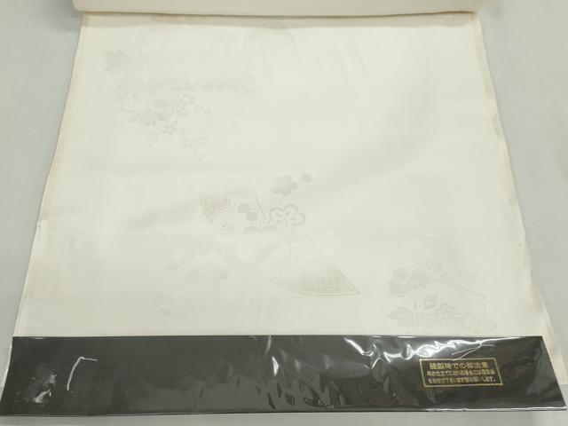 平和屋着物▼長襦袢 白生地 反物 着尺 短冊花地紋 生成り色 逸品 未使用 DABG9090we