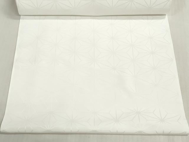平和屋着物▼長襦袢 白生地 反物 着尺 麻の葉地紋 白色 未使用 DABG9109we