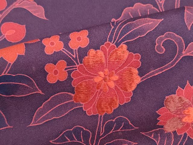 平和屋着物▼付下げ 解き反物 着尺 刺繍 花唐草文 逸品 DABG9192we