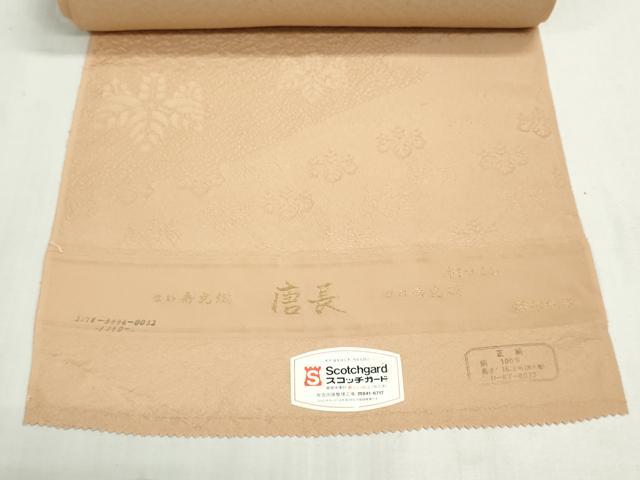 平和屋着物▼付下げ 解き反物 着尺 共八掛付き 寿光織 桐尽くし地紋 洒落柿色 逸品 DABG9198we