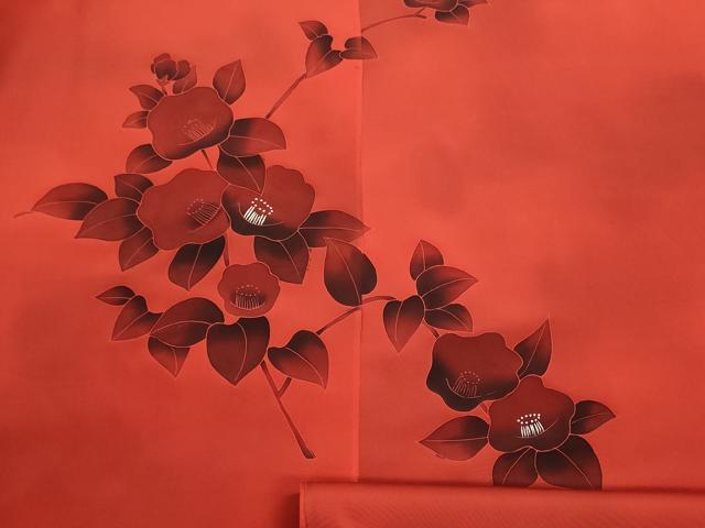 平和屋着物▼羽織・コート 解き反物 羽尺 刺繍 枝椿 逸品 DABG9245we