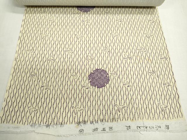 平和屋着物▼小紋 反物 着尺 雪輪飛鳥文 逸品 未使用 DABG9275we
