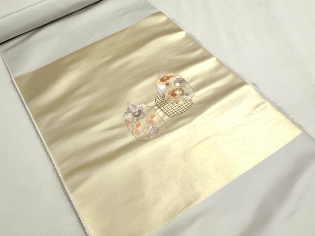 平和屋着物▼名古屋帯 帯反物 総刺繍 仕覆吉祥文 金糸 逸品 未使用 DABG9295we