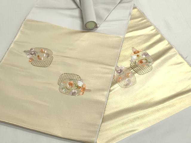 平和屋着物▼名古屋帯 帯反物 総刺繍 仕覆吉祥文 金糸 逸品 未使用 DABG9295we