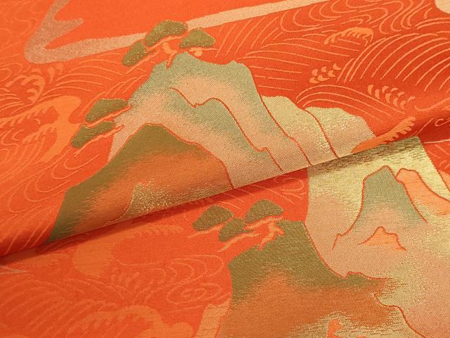 平和屋着物▼和装小物 夜具地 反物 立波重ね山松文 金糸 逸品 未使用 DABG9311we