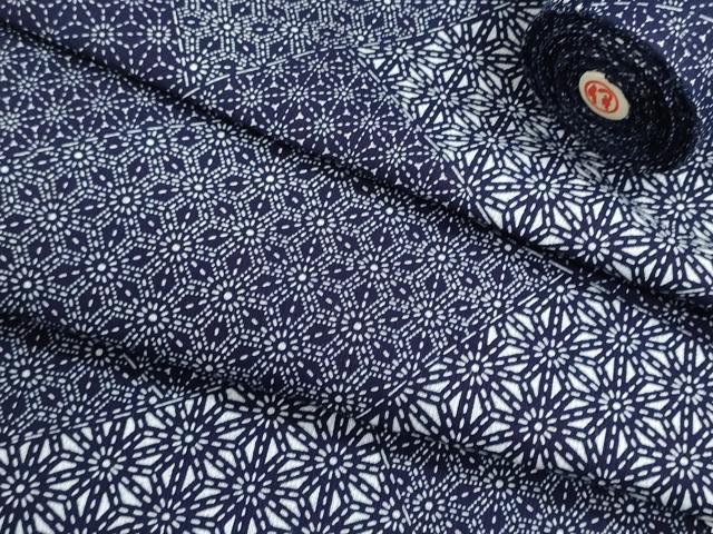 平和屋着物*夏物 浴衣 反物 着尺 東京本染 麻の葉切嵌花文 伊勢丹扱い 綿 未使用 DABG9317we