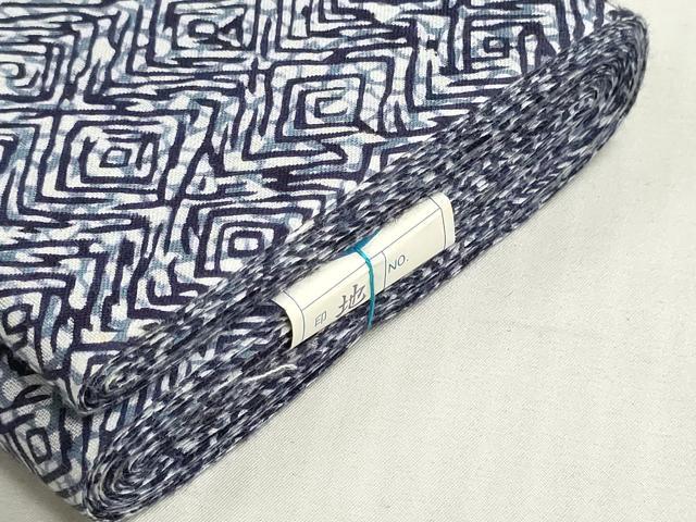 平和屋着物*夏物 浴衣 反物 着尺 注染 幾何学文様 大丸扱い 綿 逸品 未使用 DABG9356we