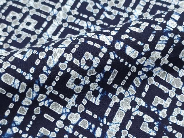 平和屋着物*夏物 男性 浴衣 反物 着尺 注染 花菱文 綿 逸品 未使用 DABG9366we